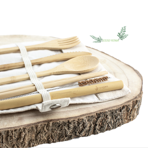 Service de couverts de voyage en bambou, ensemble de 100 pièces, avec Logo Laser gravé fabriqué au Vietnam, ec2go, offre spéciale - Product Image 1