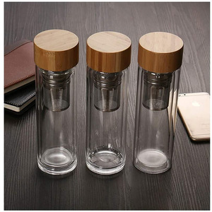 <span class=keywords><strong>Borraccia</strong></span> in vetro borosilicato personalizzato stile classico con coperchio <span class=keywords><strong>di</strong></span> <span class=keywords><strong>bambù</strong></span> bicchiere regalo Business - Product Image 3