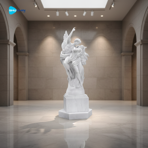 야외 정원 장식 날개 달린 천사 조각상 유럽 디자인 대리석 수공예 내구성 조각 - Product Image 4