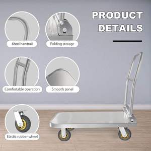 Thép Không Gỉ Nhà Hàng Gấp Xe Đẩy Tay Xe Tải/Giỏ Hàng 150Kg Công Suất 100Mm Bốn Bánh Xe Caster Tùy Chỉnh OEM Hỗ Trợ - Product Image 4