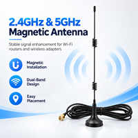 Antenne WiFi magnétique Lanyi 2,4 GHz 5 GHz RP-SMA mâle externe double bande avec indice de protection IP67, gain 2-12 dBi pour routeur et adaptateur sans fil