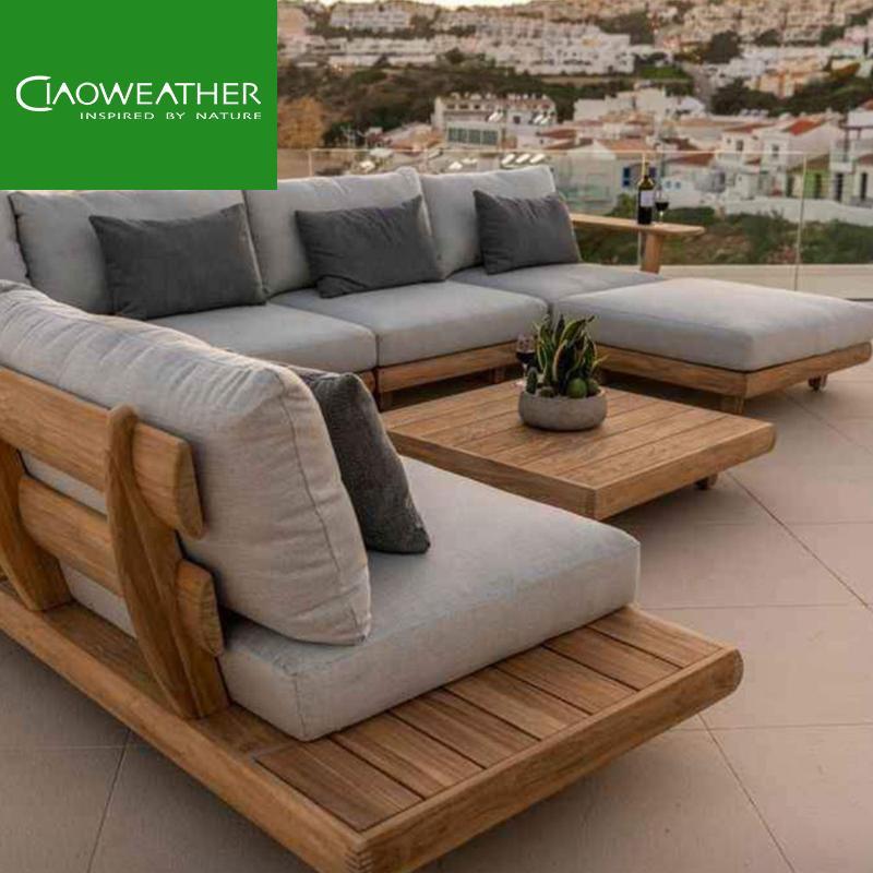 Modern Solid Wood Outdoor Sofa Set