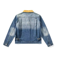 Veste en jean vintage pour homme, mélange lin/coton, détails patchwork, délavage clair, lavable, vêtement d'extérieur décontracté, saison automne/printemps, OEM