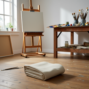 Toile de protection pour peintres, 4 x 12 pieds, coton beige, pour peinture, fournitures artistiques - Product Image 2