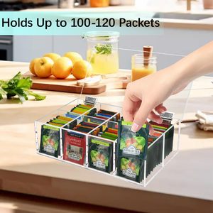 Boîte <span class=keywords><strong>de</strong></span> rangement et <span class=keywords><strong>de</strong></span> présentation pour sachets <span class=keywords><strong>de</strong></span> thé en acrylique, design moderne, transparent, portable et léger, pour ranger divers thés et condiments - Product Image 4