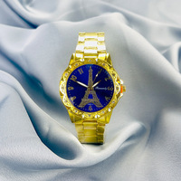 Ensemble de montres et bijoux classiques en acier inoxydable doré pour femmes, avec montre à quartz Tour Eiffel en alliage, style Paris, vente en gros