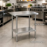 Tables en acier inoxydable 304/201, parfaites pour toutes sortes d'utilisations, comme les barbecues en plein air, les étagères de garage, etc.