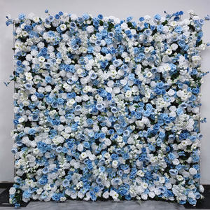 Fabricante mayorista de paredes de flores artificiales azul cielo, decoración de fondo de rosas de seda para bodas - Product Image 1