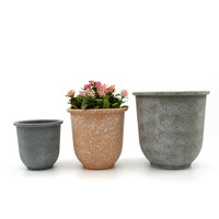 Yiyicai — Pot de fleurs rond en plastique, Pot pour plantes, décoration de bureau, en marbre gris, petits Cactus