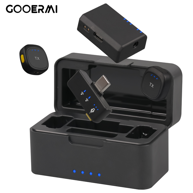 D07 Wireless Dual Channel Magnetic Lapel Lavalier Microphone 2.4G Plug and Play Noise Reduction for Phone Camera Video Recording