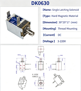 โซลินอยด์แบบดึง-ดันขนาดเล็ก รุ่นต่างๆ 3v 6v 12v 24v DC พร้อมโครงยึดแบบเดี่ยว - Product Image 5