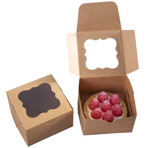 Hot Selling Recycle Food Grade Paper Box Food Packaging Brown Kraft Paper Cake Box With Window