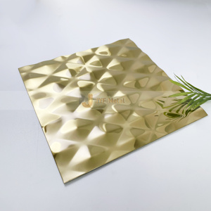 LL244 Stamped Stainless Steel Decorative <b>Sheet</b> Embossed Diamond Plate PVD Gold <b>Mirror</b> Finish Bending Cutting Welding - Product Image 3