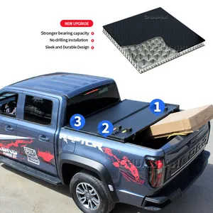 Accesorios para camiones, cubiertas de cama plegables triples, cubierta hilux tonneau para Toyota hilux vigo revo