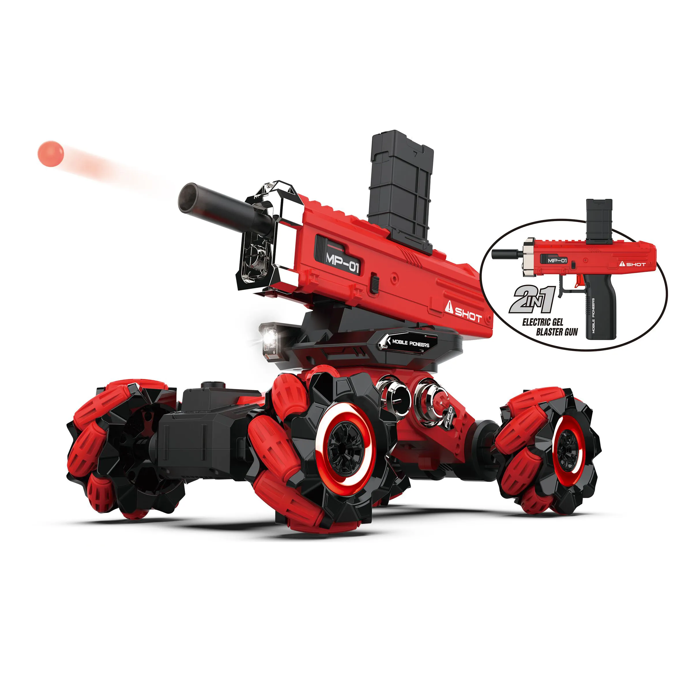 1:14 2.4Ghz Tank Fight Gel Water Bullet Launch All Terrain 360 Degree Remote Control Car Rotating Shooting Gel Water Bombs