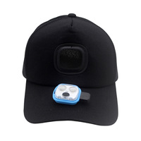 Gorra de Béisbol Deportiva HKZB Personalizada, Recargable por USB, 100% Algodón, con Letras, 5 Paneles, Luces LED, Ajuste de Brillo de 3 Niveles