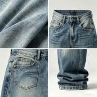Jean baggy rétro personnalisé pour homme, coupe ample, jambe large, avec boutons décoratifs, en maille unie, séchage rapide et respirant