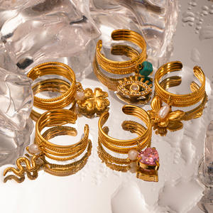 Ciondoli pendenti in acciaio inossidabile occhi di quadrifoglio fiori di serpente farfalla zircone anelli pendenti in oro 18k placcato oro - Product Image 4