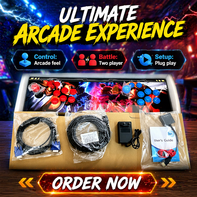 Dual-Player Retro Arcade Game Box with Joystick, TV Connection for Classic Gaming