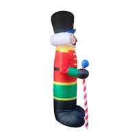 Soldat Casse-Noisette Gonflable de Noël de 2,4 mètres pour Décoration Extérieure, Soldat Père Noël Gonflable Lumineux avec 3 Lumières LED