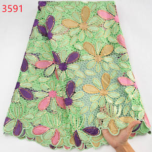 3591 tela de encaje Soluble en agua africana de alta calidad con diamantes de imitación Cordón de guipur Nigeriano para mujeres boda <span class=keywords><strong>Dr</strong></span> - Product Image 5