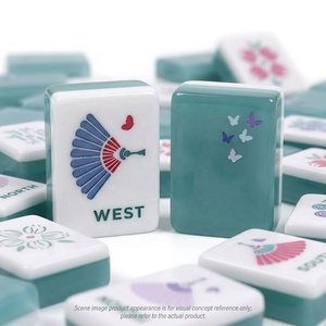 Ensemble de Mahjong américain de luxe à texture de jade avec motifs papillons et marquages anglais pour un jeu professionnel et divertissant en tournoi - Product Image 4
