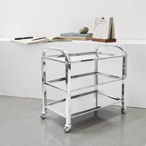 รถเข็นอาหารเคลื่อนที่สามชั้นสแตนเลสสำหรับโรงแรมร้านอาหารใช้ในเชิงพาณิชย์สำหรับการเสิร์ฟและจัดการภาชนะบนโต๊ะอาหาร - Product Image 1