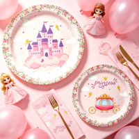 Vaisselle de fête sur le thème de la princesse, château, vaisselle jetable en papier, décoration de fête, vaisselle de fête d'anniversaire