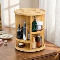 Nouvel Organisateur de Maquillage Rotatif en Bambou Grande Capacité Boîte de Rangement et Présentoir pour Cosmétiques Convient pour le Maquillage, les Soins de la Peau et les Parfums