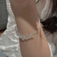 Bracciale in Argento Sterling S925 con Cristalli Irregolari, Stile Estivo Casual e Fresco per Donne, Gioielleria Raffinata