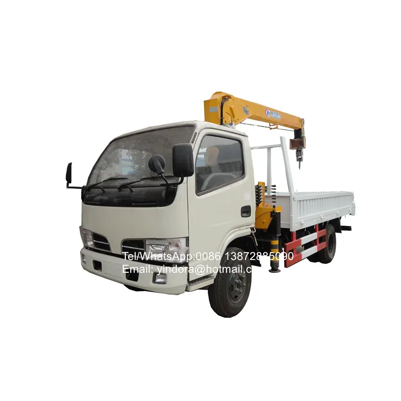 Dongfeng 2 ton 3.2 ton 6 roda truk dengan derek booming truk crane dijual