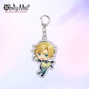 Anime Obey Me! Keychain Lucifer Mrmon Leviathan Asmodeus Figures Acrylic Pajamas Collection Keyring Fashion Jewelry Pendant Gift