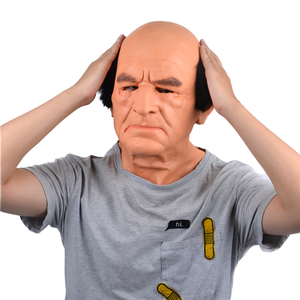 Scary Realistic Full Face Balding Old Man Mask para adultos Máscara <span class=keywords><strong>de</strong></span> fiesta <span class=keywords><strong>de</strong></span> Halloween en látex negro - Product Image 1