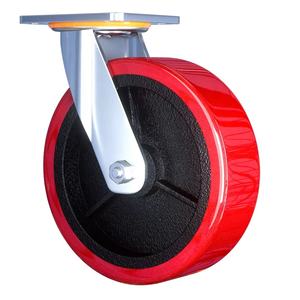 Grad drehbar 4/5/6/8 Zoll <span class=keywords><strong>Pu</strong></span> Industrial Caster Wheels Rot/Orange/Schwarz mit hohl geschnitztem Stahl kern - Product Image 1