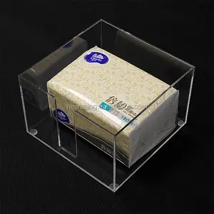 Kotak Tisu Akrilik Persegi Transparan Kotak Pemegang Kertas Serbet Modern untuk Restoran Rumah