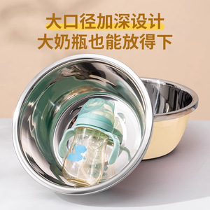 Stainless Steel <b>Vegetable</b> Washing Basin Kitchen Fruit Basin Outdoor Portable Cooking Bowl Thickened Multi Functional Soup Bowl - Product Image 4