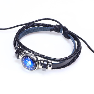 Pulsera de Cuero Qinuo con 12 Constelaciones, Bisel de Aleación de Zinc, Joyería para Regalo - Product Image 2