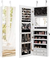 Miroir LED pleine longueur Porte-bijoux suspendu Organisateur d'armoire avec miroir intégré