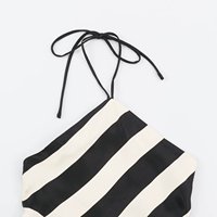 PB&ZA Élégante et sexy Nouvelle collection Automne 2026 Robe midi dos nu rayée à col licou pour femme 7484158