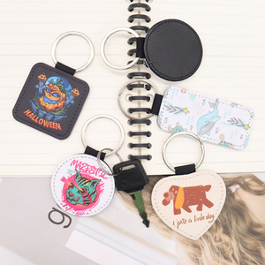 Mới đến tùy chỉnh có thể in Keychain vòng/trái tim/vuông thăng hoa trống trong da với thép không gỉ UV in ấn cho quà tặng - Product Image 5