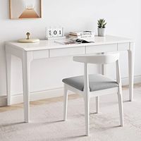 Escritorio Moderno Nórdico de Madera Maciza Resistente, Mesa Larga de Tamaño Pequeño con Cajón de Almacenamiento, Mesa de Computadora para Oficina en Casa o Estudio