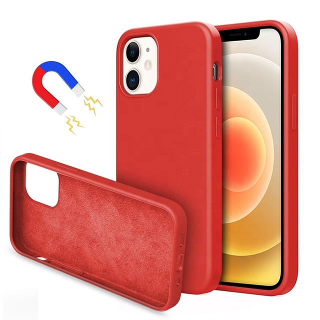 Real Liquid Silicone Magnetic Wireless Charging Waterproof Mobile Phone Case Protective Cover for 12/13 Pro/Pro Max