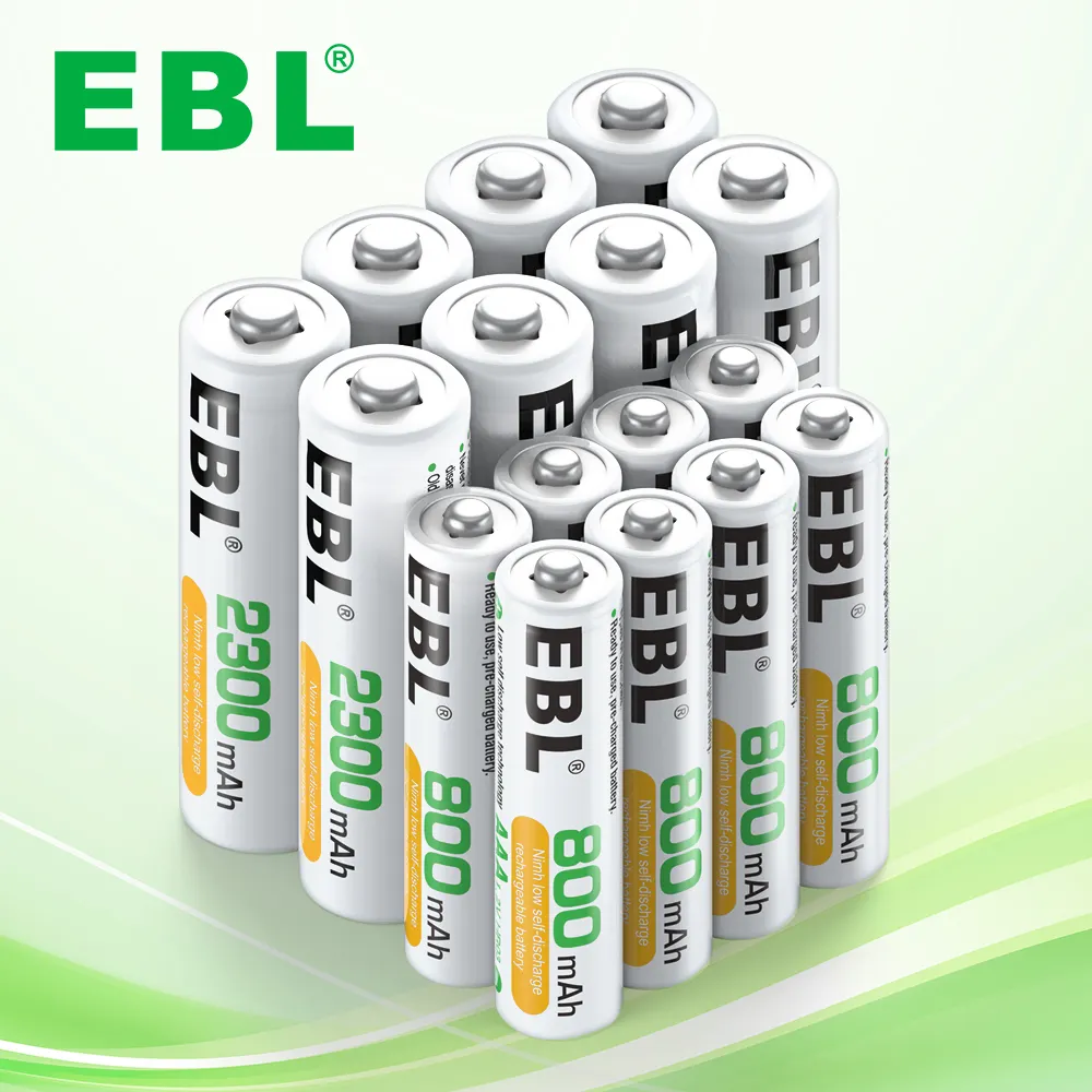 EBL 16 Conjuntos de Baterias AA AAA Combinação 8 PCS AA 2300mAh e 8 Pacote AAA 800mAh Baterias Recarregáveis NIMH