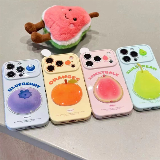 Summer 3D Fruit Party Love Mobile Phone case for iPhone 17 16 15 14 13 Pro Max Orange Sydney IMD Blueberry Graffiti back Cover