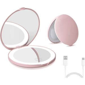 Cute Personalized <b>LED</b> Light Pocket Cosmetic <b>Mirror</b> Hand Held Portable Folding with 10X Magnify Dual Sided Festival Gift - Product Image 1