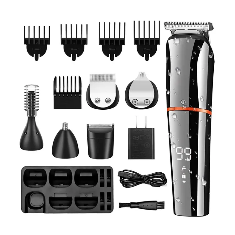 Waterdichte 6 In 1 Elektrische Tondeuse Kapper Machine Mannen Scheren Machine Snijden Neus Body Tondeuse Set