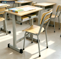 Bureau et chaise scolaires classiques en métal et MDF pour un seul élève – Design moderne et durable pour mobilier de classe des écoles secondaires indiennes