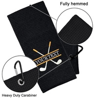 MEISO Lot de 3 serviettes de golf carrées en microfibre, design gaufré, ultra absorbantes, séchage rapide, avec mousqueton, 40x40cm, lavables en machine