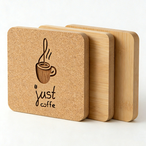 Custom <b>Cork</b> <b>Coasters</b> - round Square Heat-Resistant Reusable Drink Mats for Kitchen Restaurants Minimalist - Product Image 3