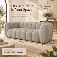 Canapé-lit carré moderne en PU capitonné, trois places, dossier incurvé, design modulaire à profil bas, assise large pour salons